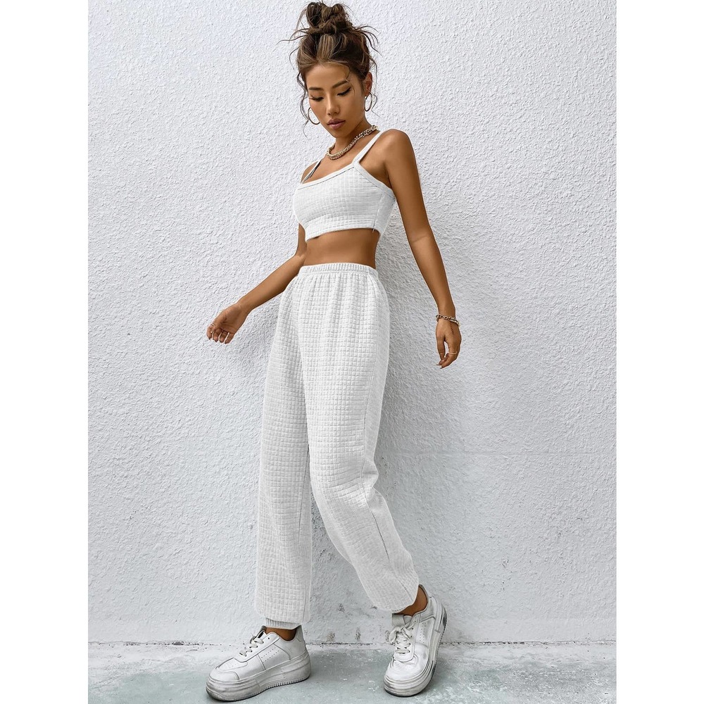 2 piece set: minimalist Crop Cami Top & Sweatpants light gray - Picture 9 of 11